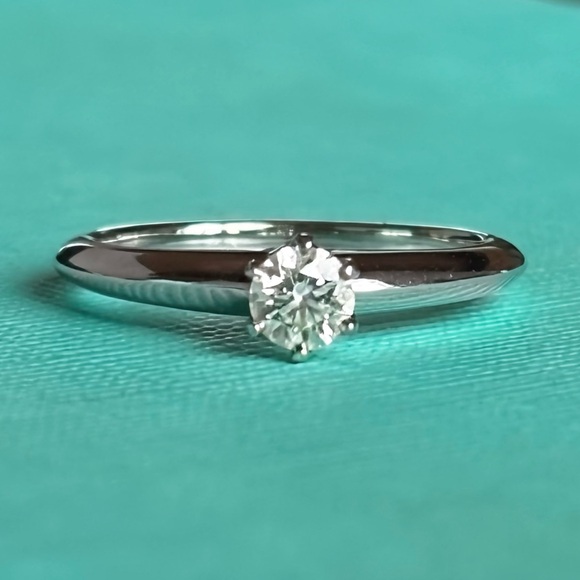 Tiffany & Co. Jewelry - Tiffany & Co. Platinum Diamond Solitaire Ring - 0.23 Ct. Certificate & Box Sz. 5